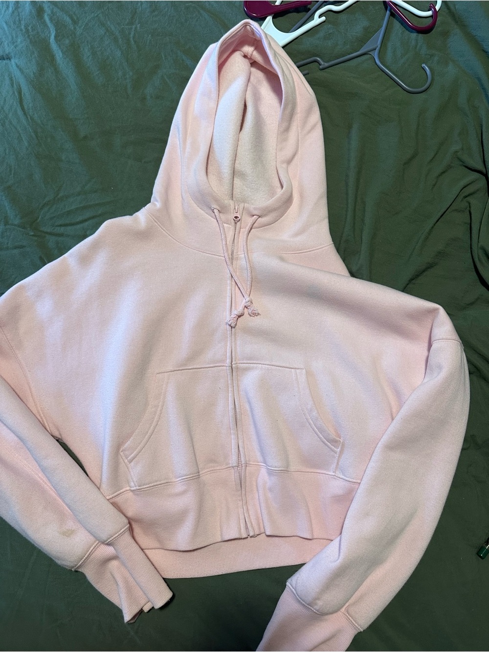 wild fable Light Pink Full-Zip Cropped Hoodie